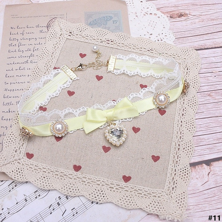Options Bowknot Color Charm Heart Jirai Lace Kei 18 Choker