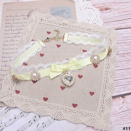 Options Bowknot Color Charm Heart Jirai Lace Kei 18 Choker