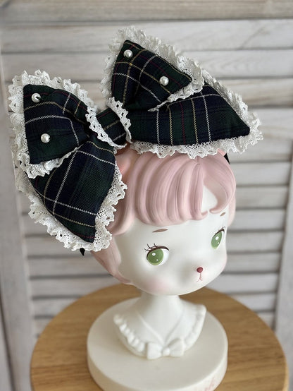 with Lace Edging KC Red/Green Bead Plaid Accents Bow Lolita and