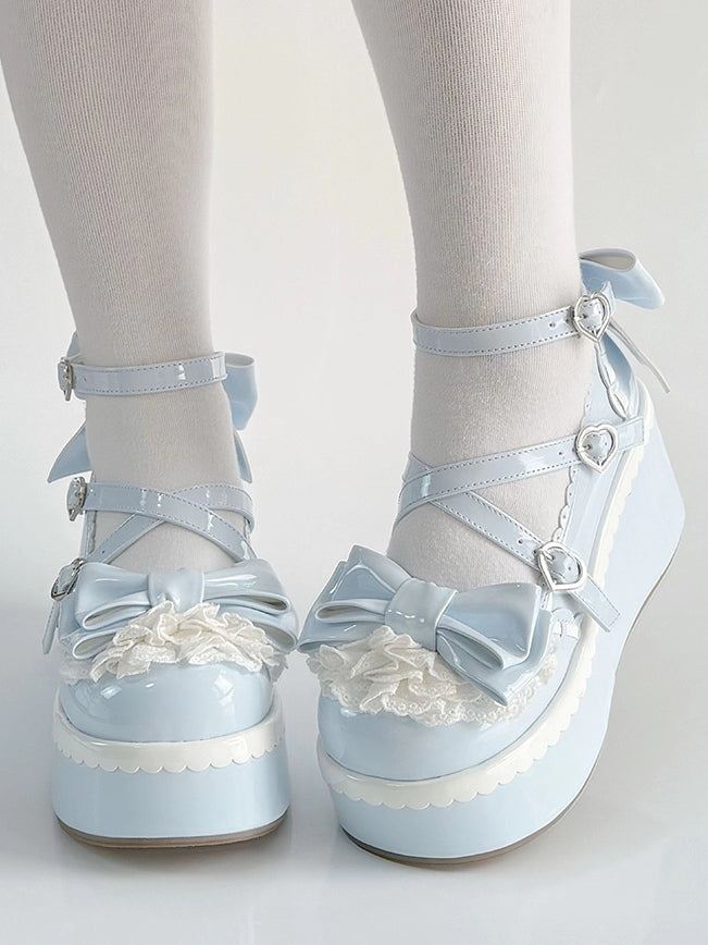 Blue Lolita Tiered Hemline - with Featuring Scalloped Shoes Lace
