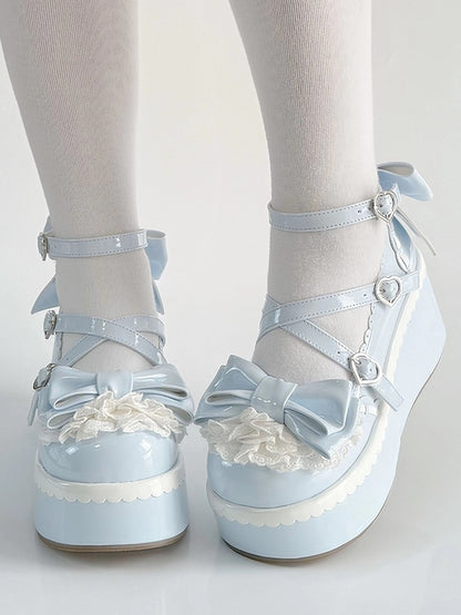 Blue Lolita Tiered Hemline - with Featuring Scalloped Shoes Lace