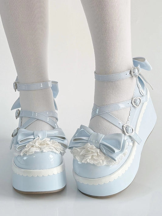 Blue Lolita Tiered Hemline - with Featuring Scalloped Shoes Lace