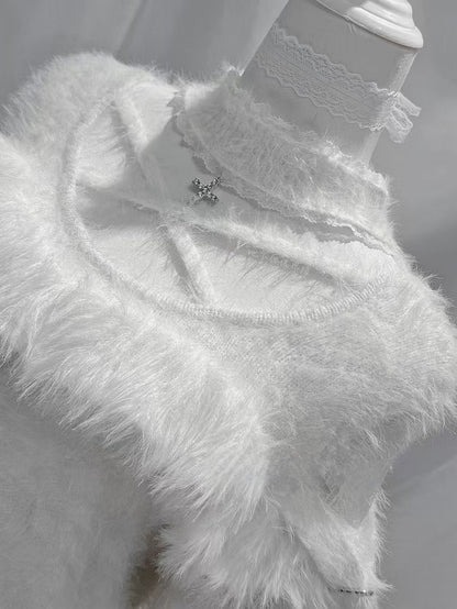 White Criss-cross with Sweater Neckline