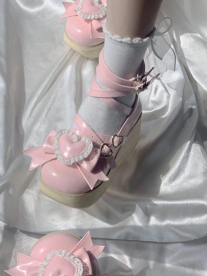 Grain Sweet Pink Platforms - Sole Lolita Wood 6.5cm