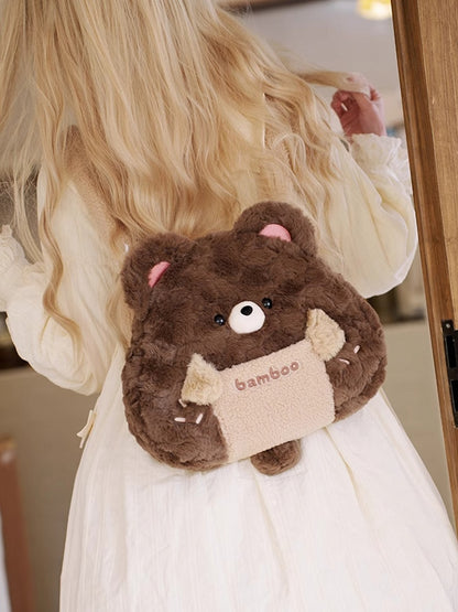 Bear Cute Plush Backpack Brown