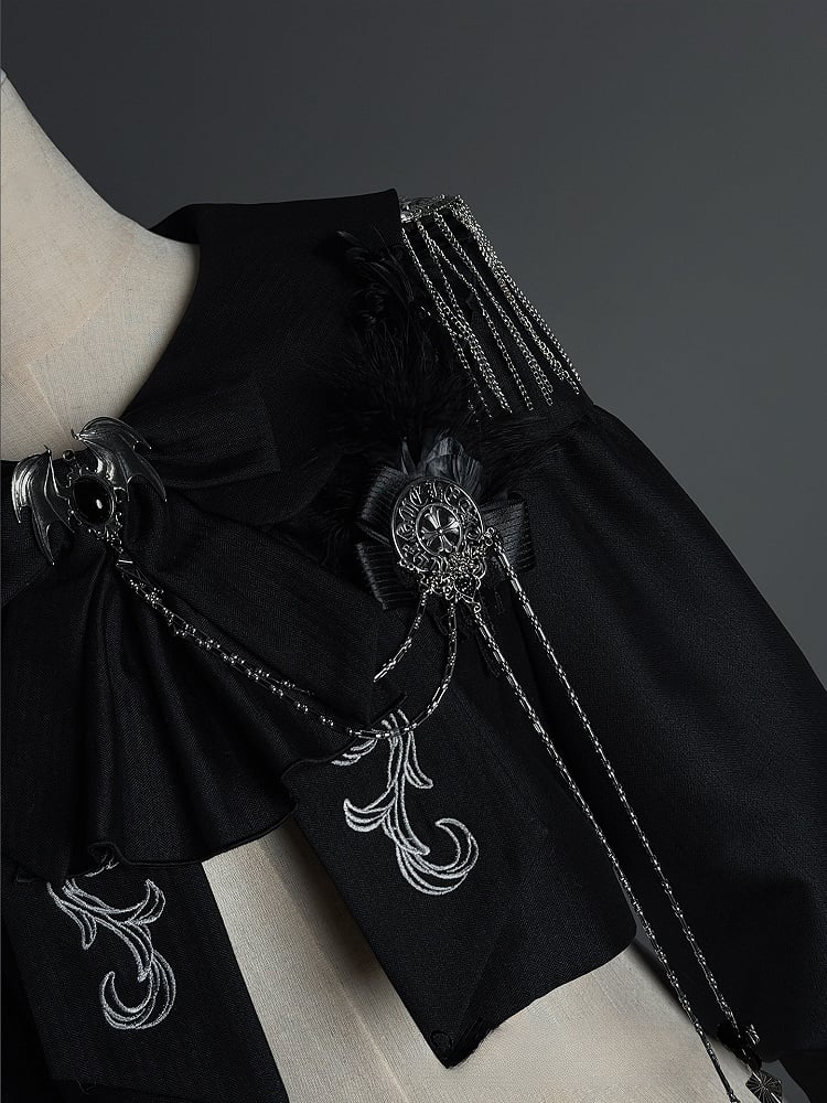 Accents Gothic Bat with Tie Motif Black Lolita Bow and Feather