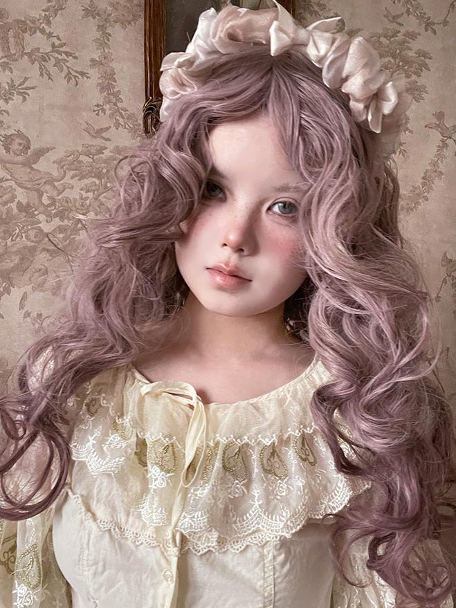 ウィッグ ウェーブ 48CM パープル 長さ ダスティ