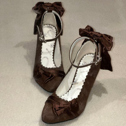 Lolita Satin Stiletto Heels with Bow – Princess Birthday Party Pumps