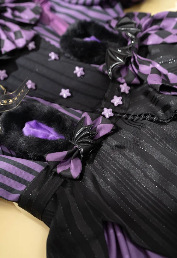 Sweet Pattern Striped Theme Circus Kuromi Vibes Lolita Bunny Purple Dress OP