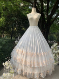 Embroidered Floral Apricot Skirt White