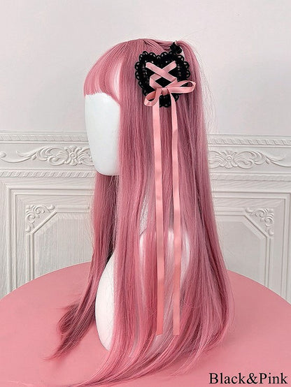 – Lolita Options Heart-shaped with Hairclips Accents Color 4 Ribbon