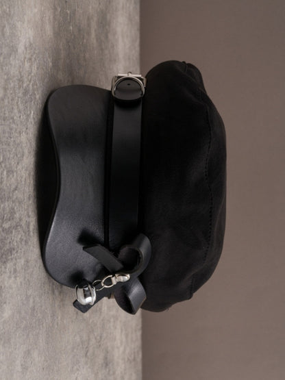 Black Decorated Design Gothic Bell Hat Charm Bowknot Beret Buckle