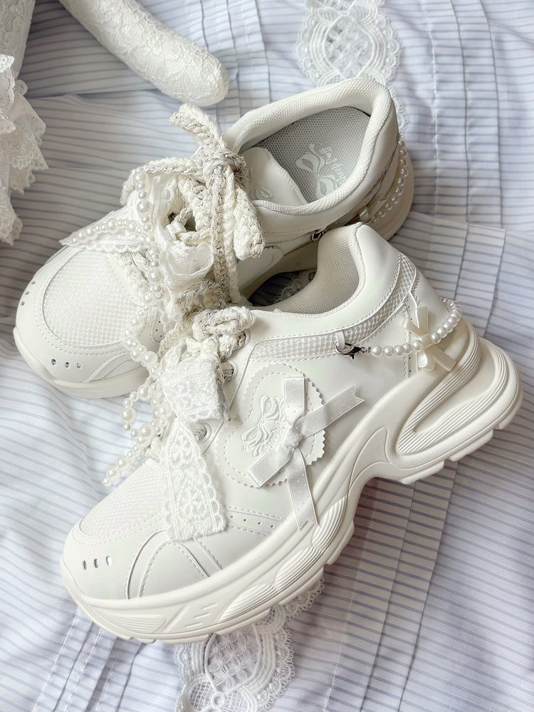 Bow Platform Sweet Lolita White - Details Sneakers