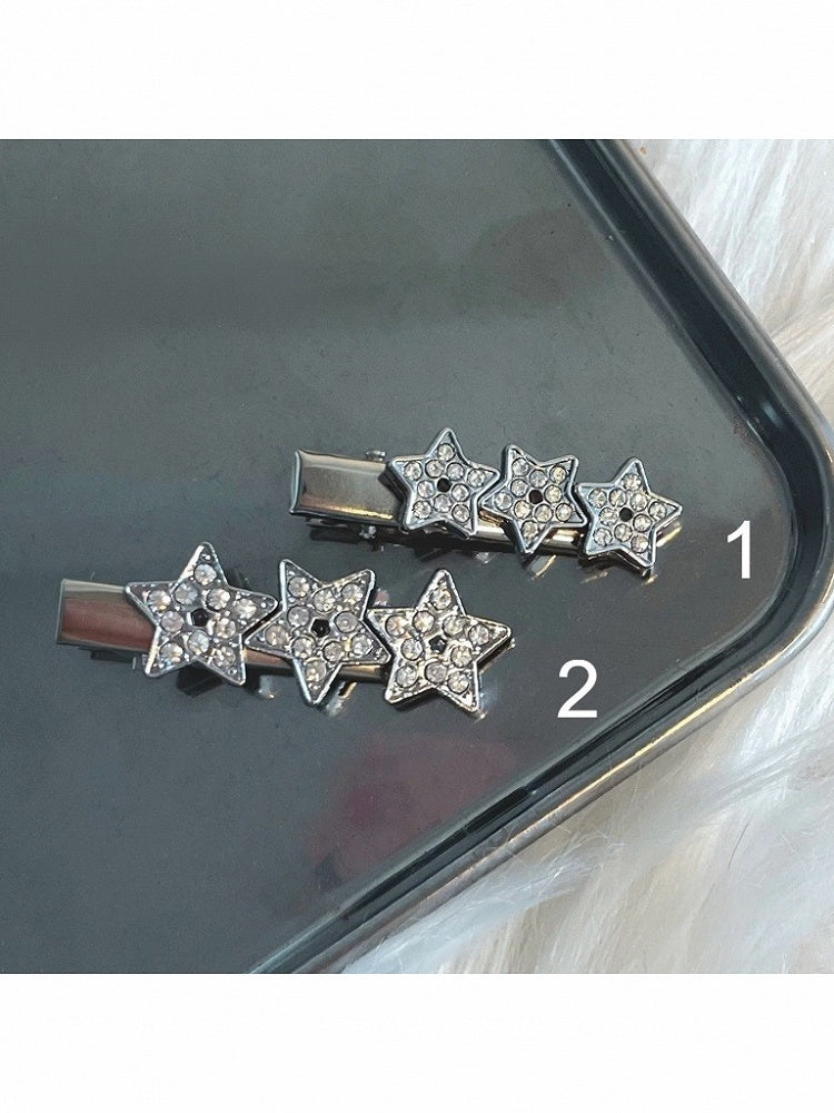 2-Option Silver Star Hairclip with Rhinestone Decoration - IVONA boutique