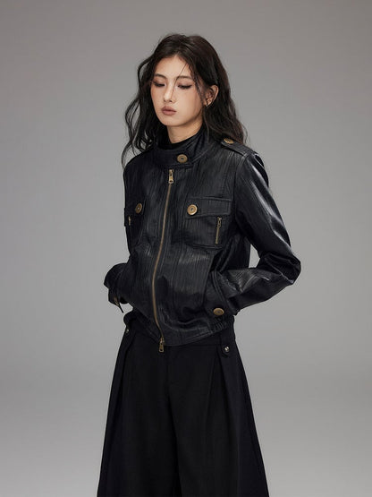 Cinching Waist Long Top Punk Sleeve Black style - Cargo