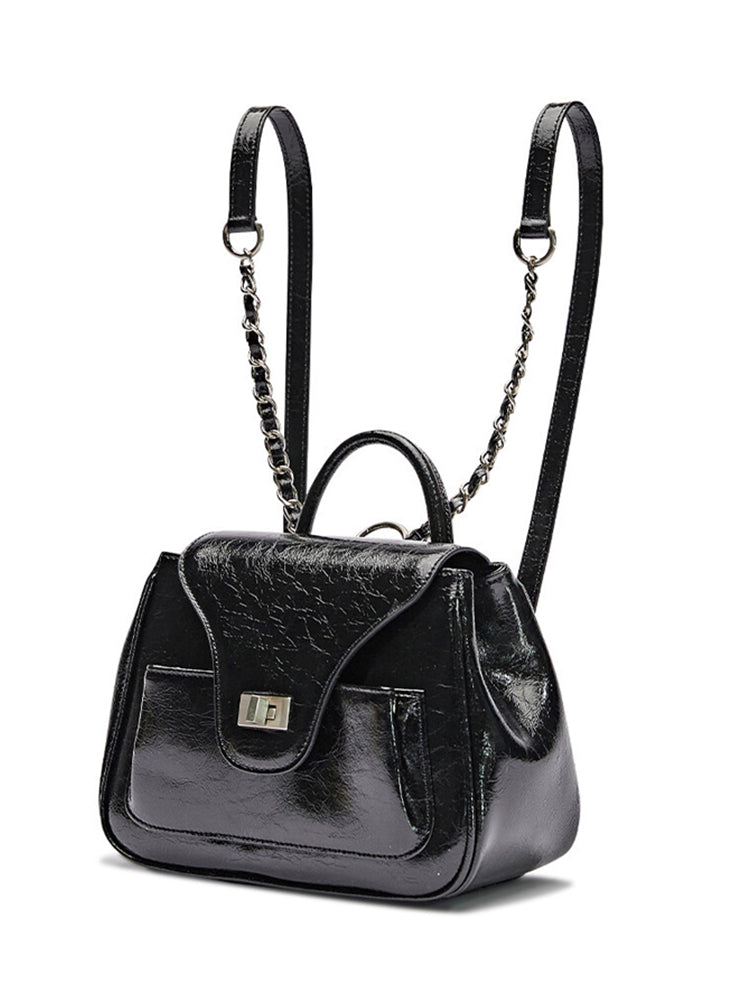 Black Chic Charm With Rectangular HandbagBackpack Heart