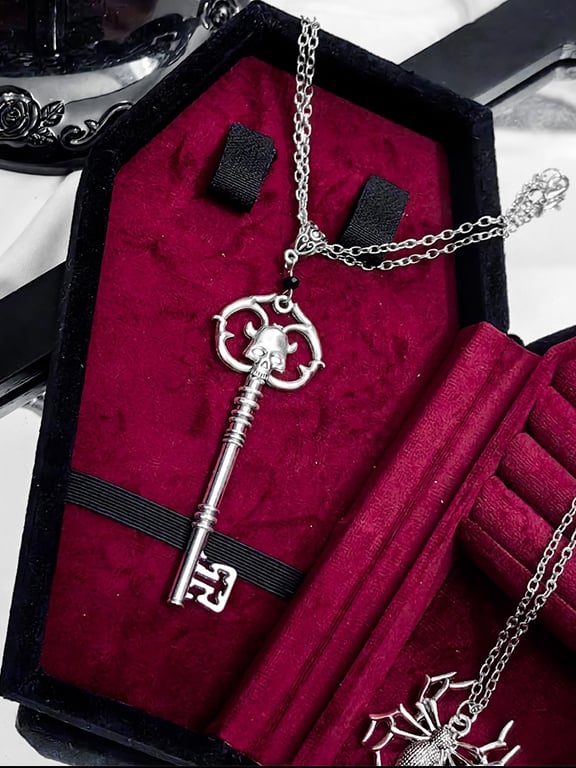 Red/ with Blue Organizer Pink/ Coffin Box Gothic Accessory Velvet Interior in Jewelry Storage