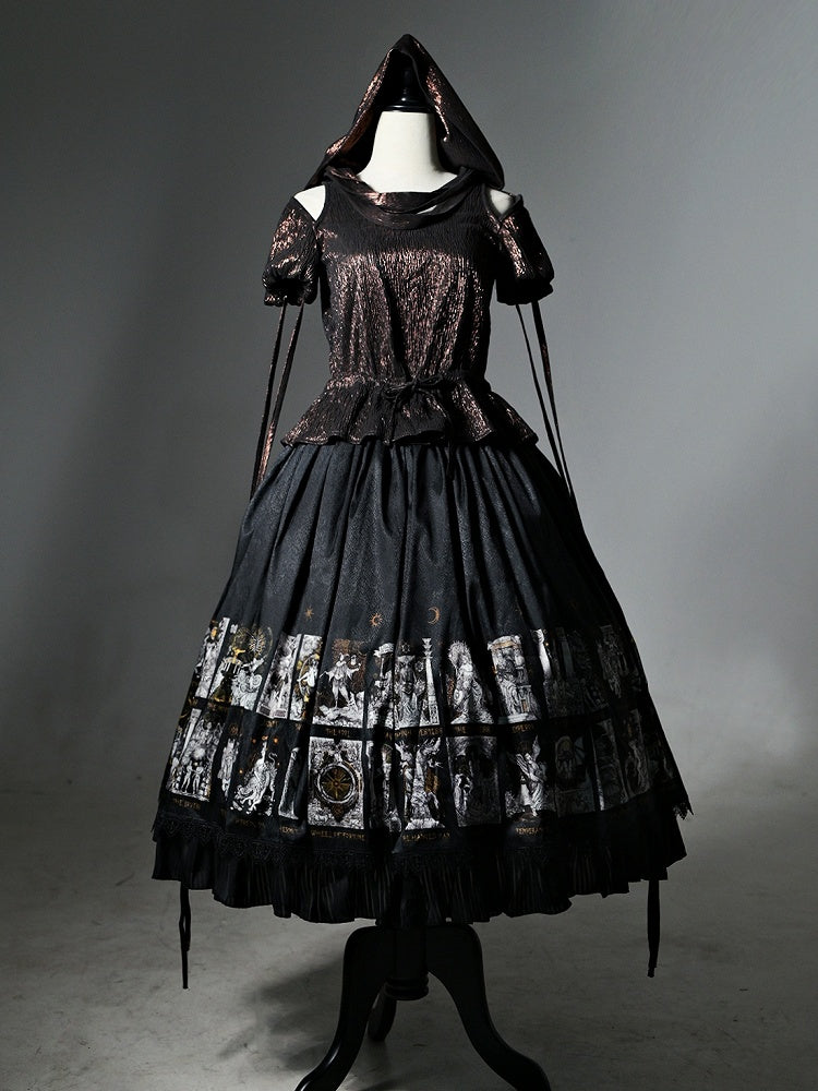 Waist Hood Shoulders with Cutout Drawstring Detachable Top