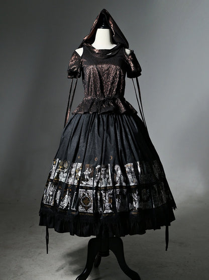 Waist Hood Shoulders with Cutout Drawstring Detachable Top