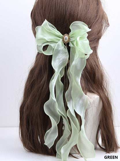 Color Hairclip Options 11 Lolita Organza Tassel Bowknot Pearl