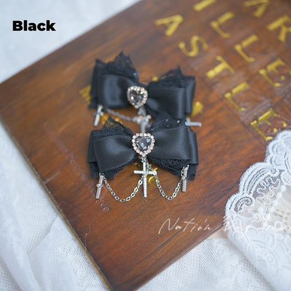 5ハートラインストーンレーストリムジライケイボウヘアクリップチェーンカラークロス