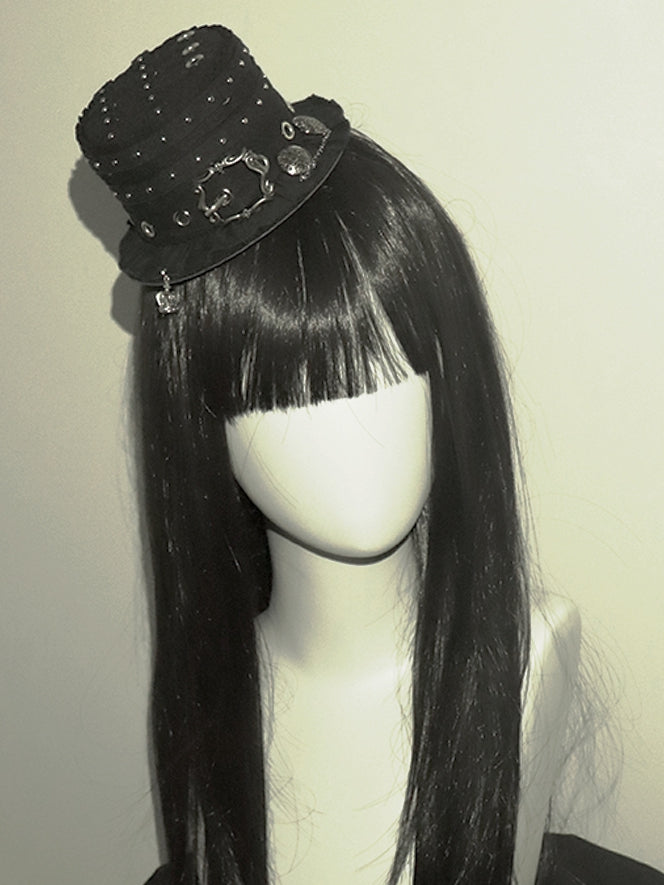 Black Buckle Hat Design Mini Punk