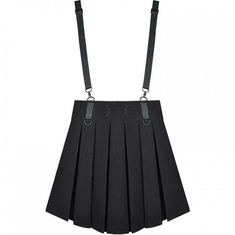 Black High Waist Box Pleat Overall Skirt