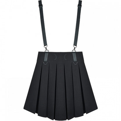 Black High Waist Box Pleat Overall Skirt