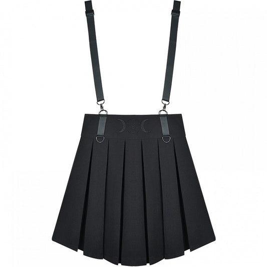 Black High Waist Box Pleat Overall Skirt