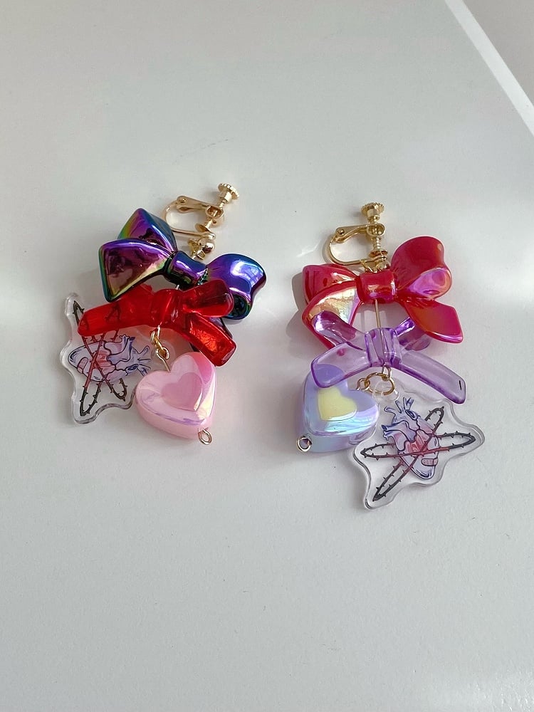 Y2K Clips Ear Asymmetrical Acrylic Charms