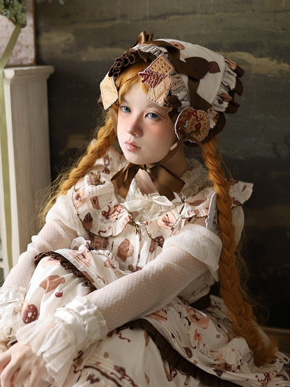 Embroidery Lolita Headscarf Available in Patch colors with 3 Biscuit