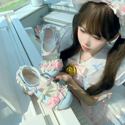 Shoes Mary Sweet Lolita Strawberry Cake Blue Jane Salt Sea