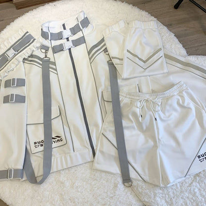 ホワイトフューチャリスティックサイバーパンクバックルストラップ ジライケイ フルセット