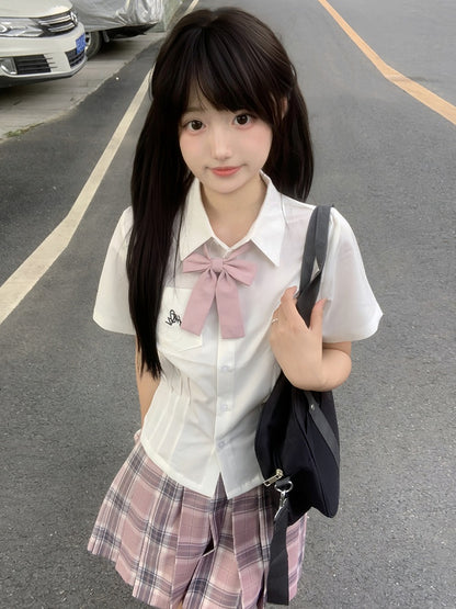 Preppy White Shirt Style Letter Embroidery Uniform JK