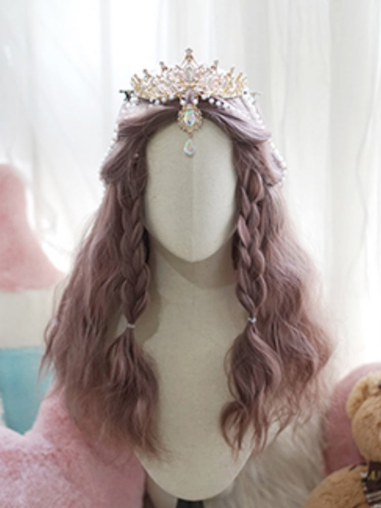 Hellviolette lange gewellte Perücke