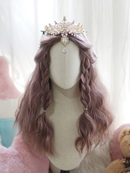 Hellviolette lange gewellte Perücke