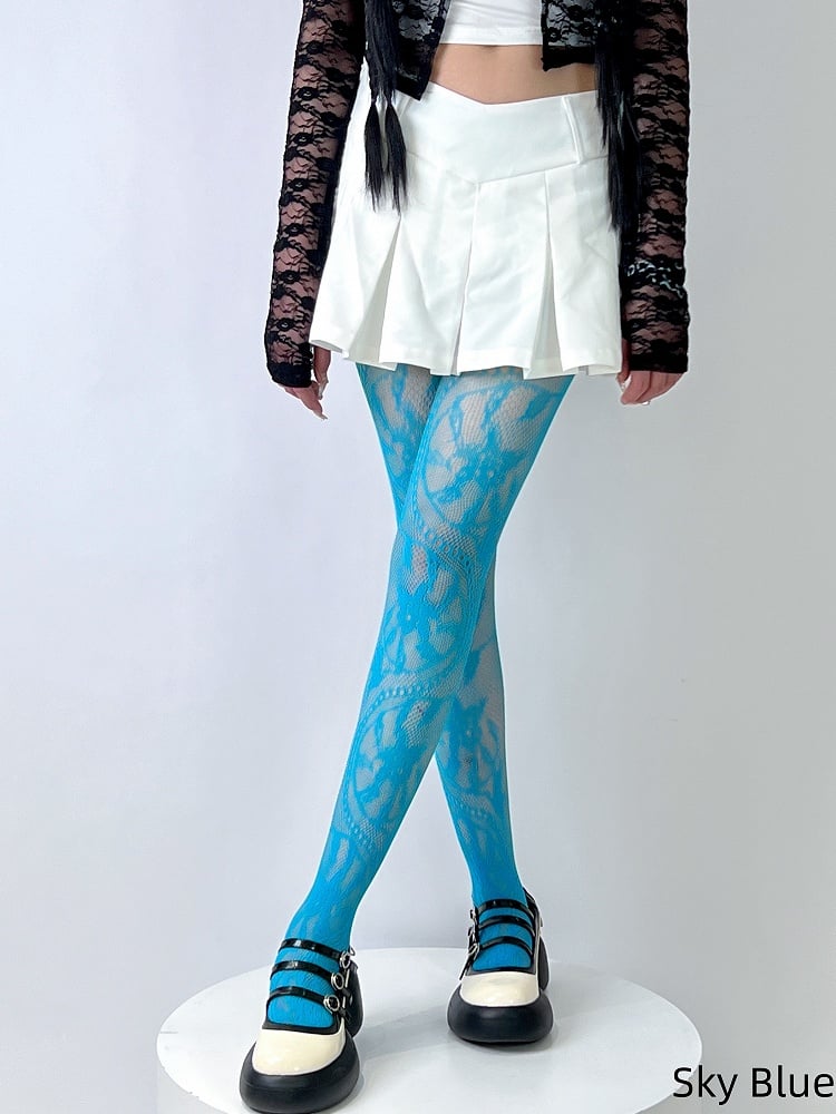 Tights Colors Design Pattern Wisteria Flower 6