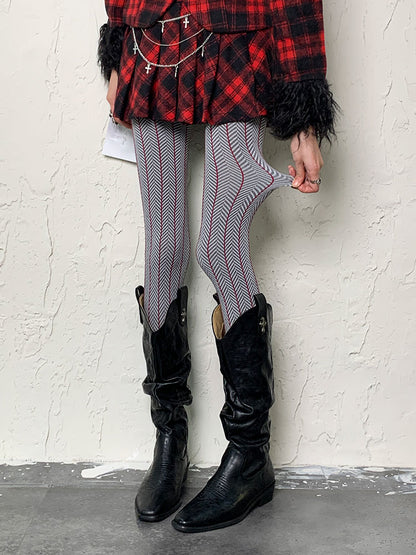 グレーのY2K冬用タイツ