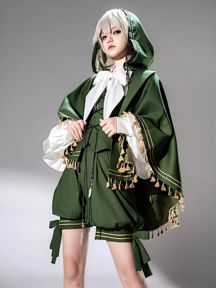 Grüne High-Low-Quasten Ouji Cape Saum Lolita