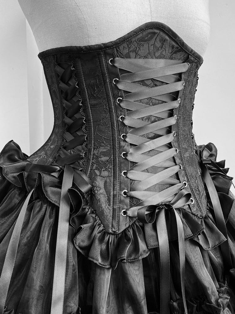 Lolita Lace-up Black Details Gothic Boned Corset