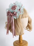 Hat Mini with Green Floral Design Pink