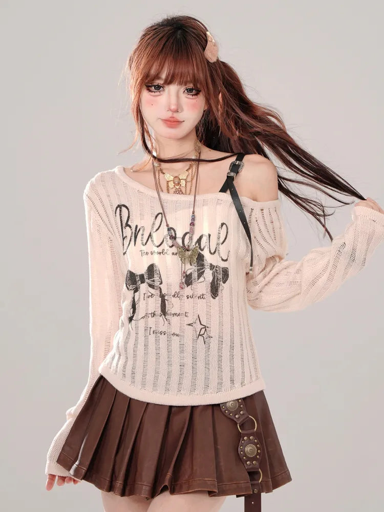 バックルプリーツストラップスカート ブラック/ブラウン