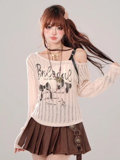 バックルプリーツストラップスカート ブラック/ブラウン