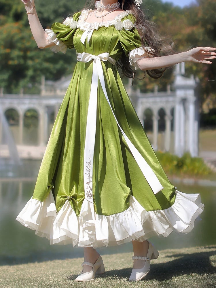 Details Maxi Empire Green Bead Waist Lolita Dress One Elegant