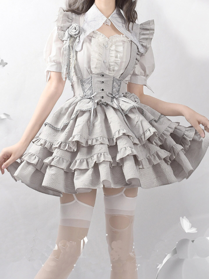 Lace-up Skirt Frill Silver Gothic