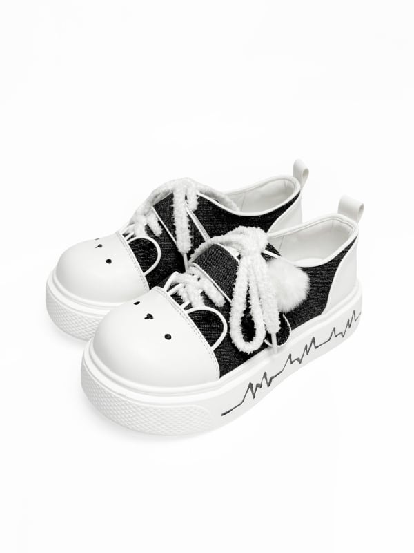 with Shoes Canvas Kitty Platform Strap Dual System Black Themed