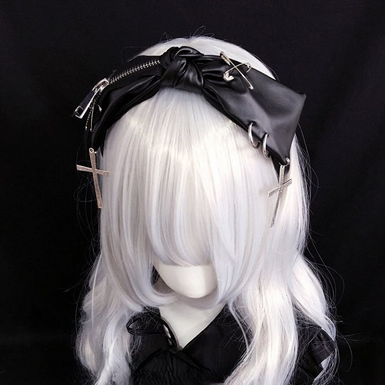with Punk Pin PU Zipper Details KC Black Safty