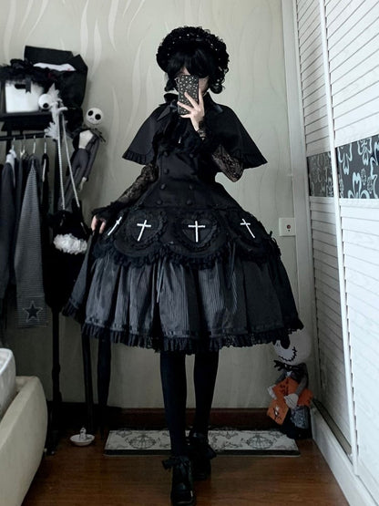 Black Cape Lolita Gothic Ruffled