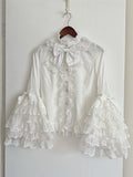 Sleeves Layered Bell White Lace Lolita Blouse