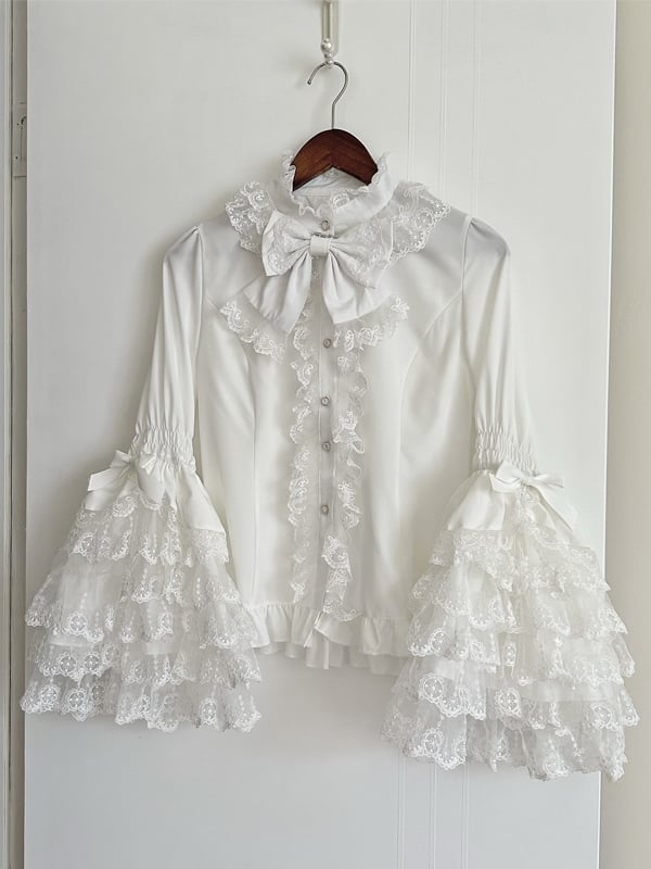 Sleeves Layered Bell White Lace Lolita Blouse